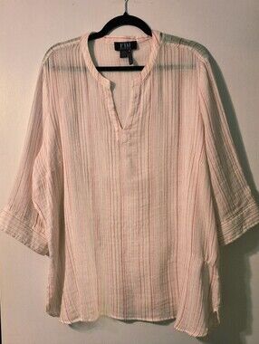 FDJ Women's Light Pink Striped Shirt